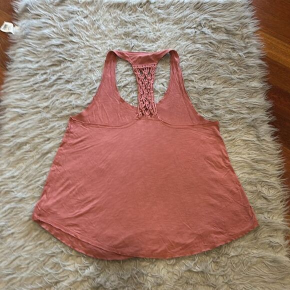 Aerie women’s salmon pink flowy viscoe cotton‎ tie back design tank top - Picture 4 of 5